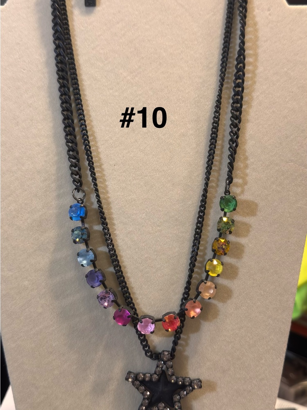 TOVA Candy Crush double strand necklace in Smutt w/ Crystal Star Pendant